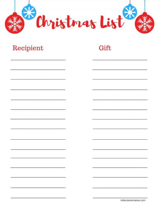 Free Printable Christmas Shopping List - Organization Obsessed