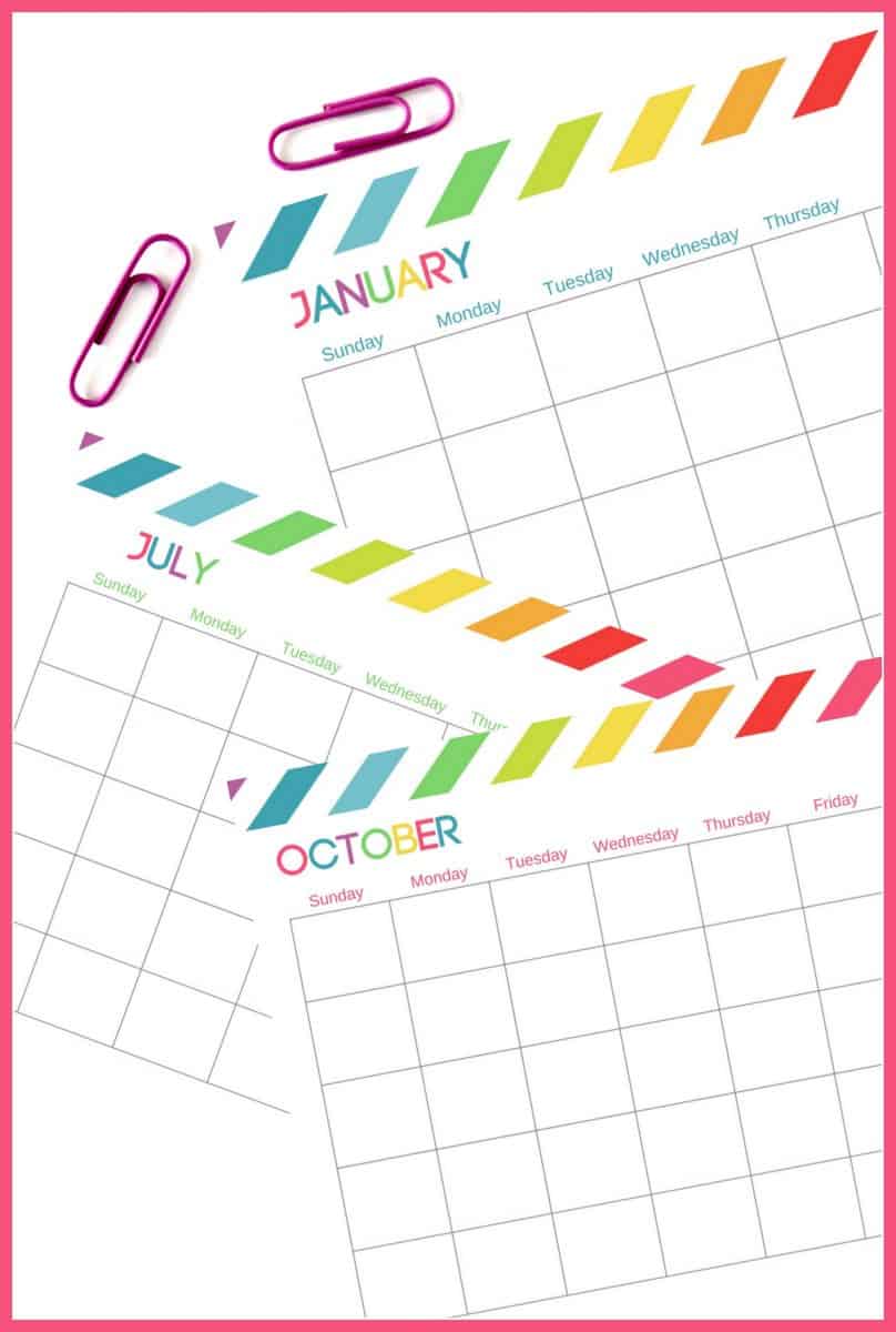 Free Reusable Calendar Organization Obsessed