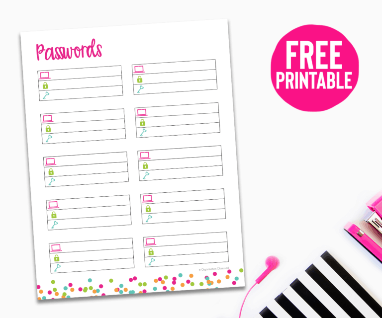 Free Password Keeper Printable - Organization Obsessed