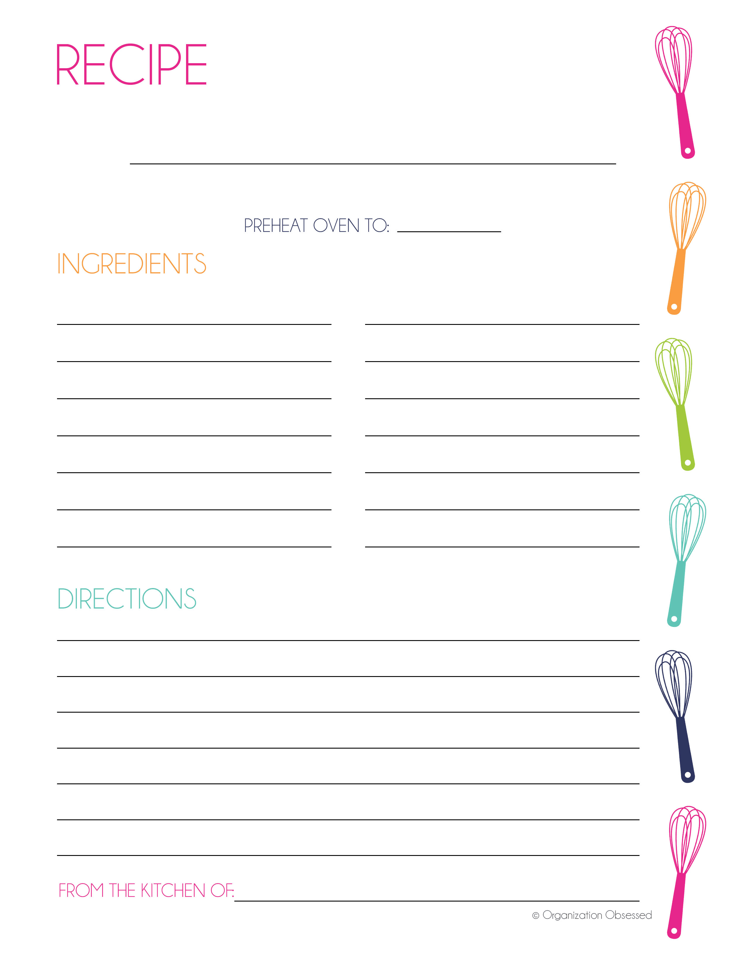 RECIPE CARD - Organization Obsessed